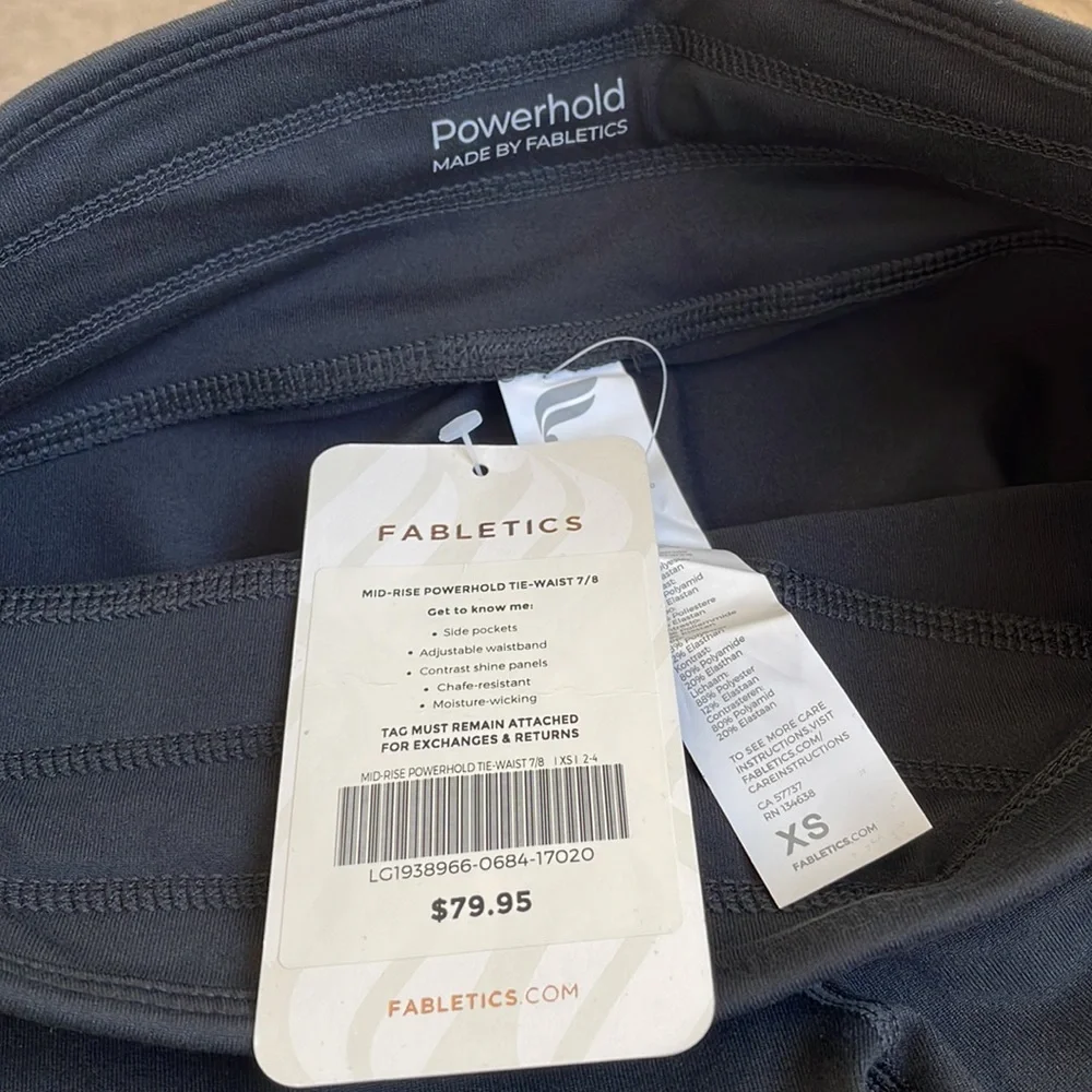 Fabletics Powerhold Black w Blue Stripe 7/8 Legging - Picture 4 of 9